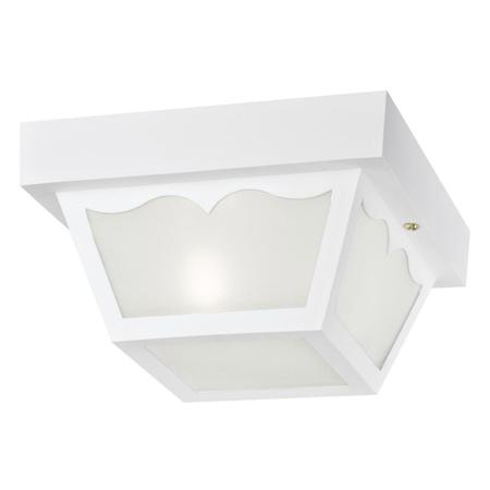 WESTINGHOUSE One-Light Flush-Mount Outdoor Fixture Wht Poly Clr Plastic Panels 6697500